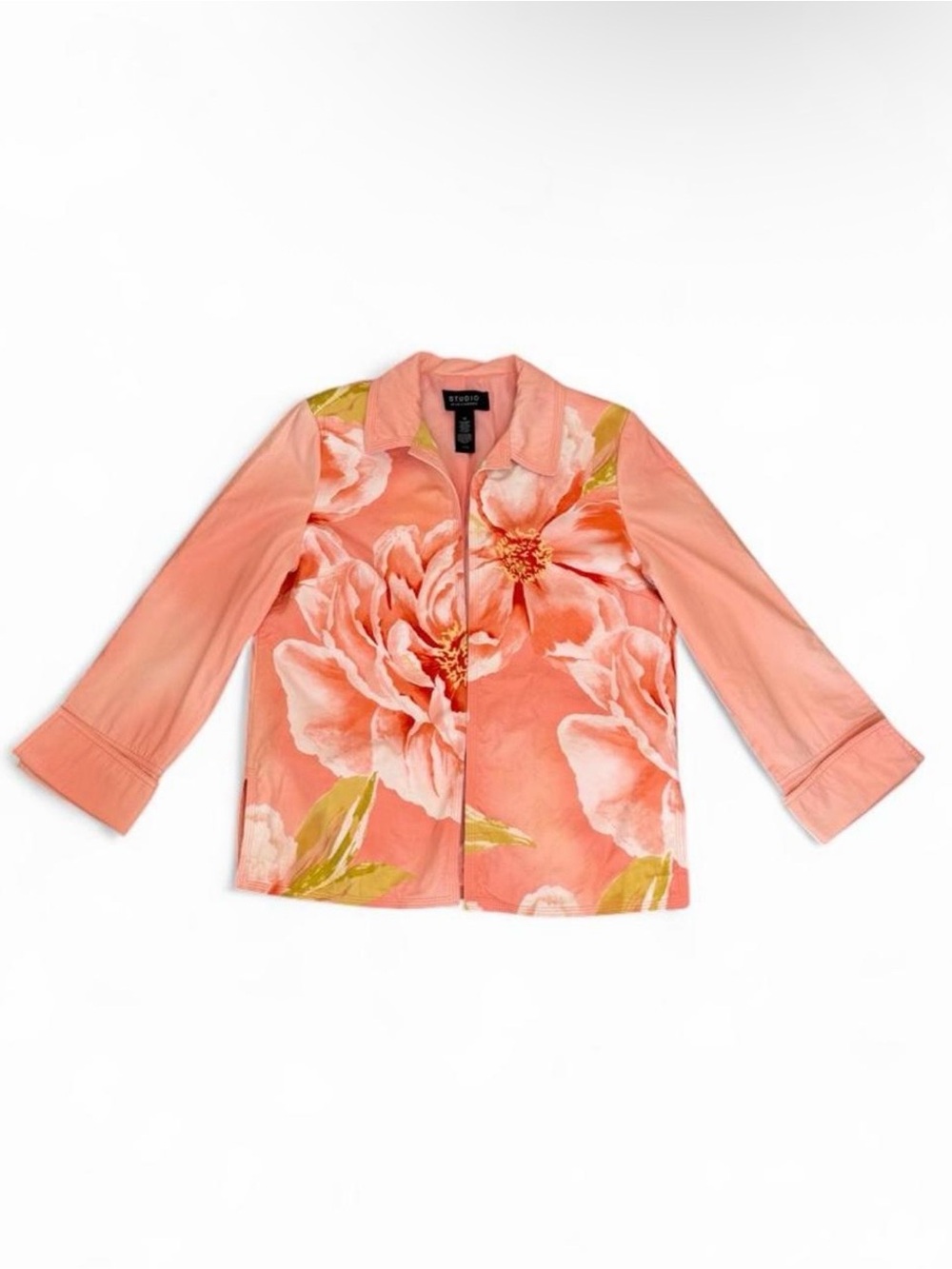 Liz Claiborne Coral Floral Zip-Front Jacket